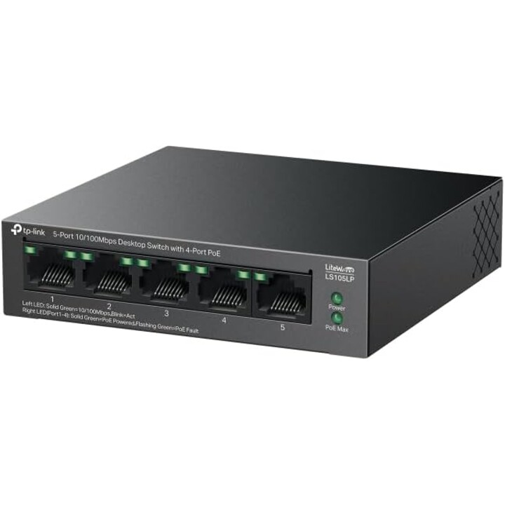 TP-Link LiteWave LS105P No administrado Fast Ethernet (10/100) Energía sobre Ethernet (PoE) Negro