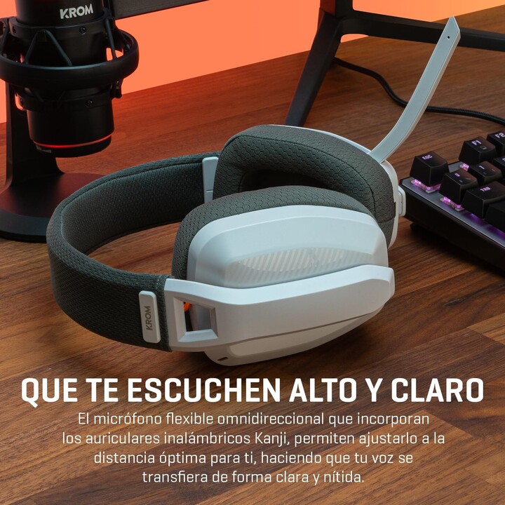 Cuffie da gioco wireless con microfono Krom Kanji/ Bluetooth/ USB 2.0/ Bianco