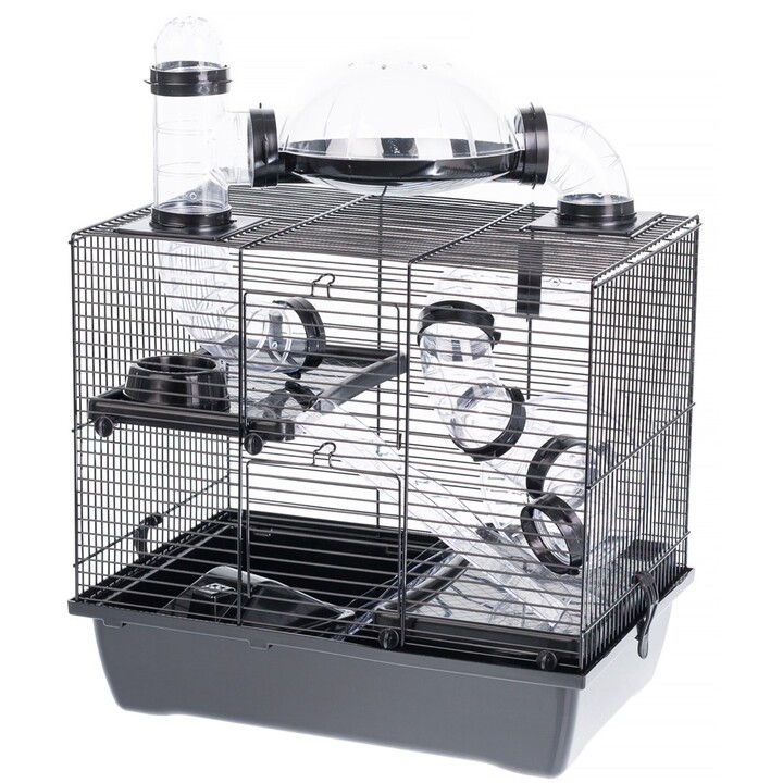 INTER-ZOO Rocky Terrace, Cage for hamsters and small rodents, 32.7 x 30 x 42.5cm, Black