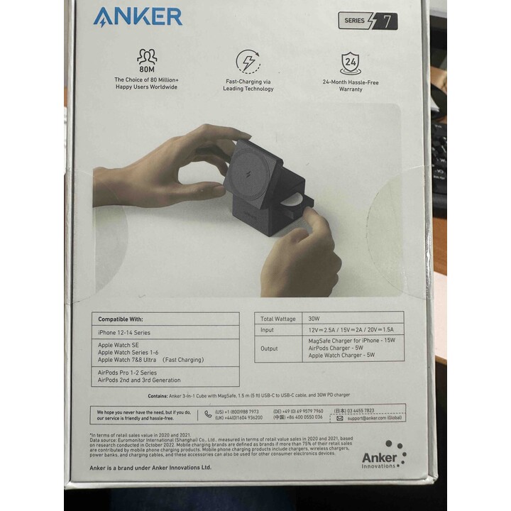 Anker Innovations Y1811G11 mobile device charger Headphones, Smartphone, Smartwatch Black AC, USB