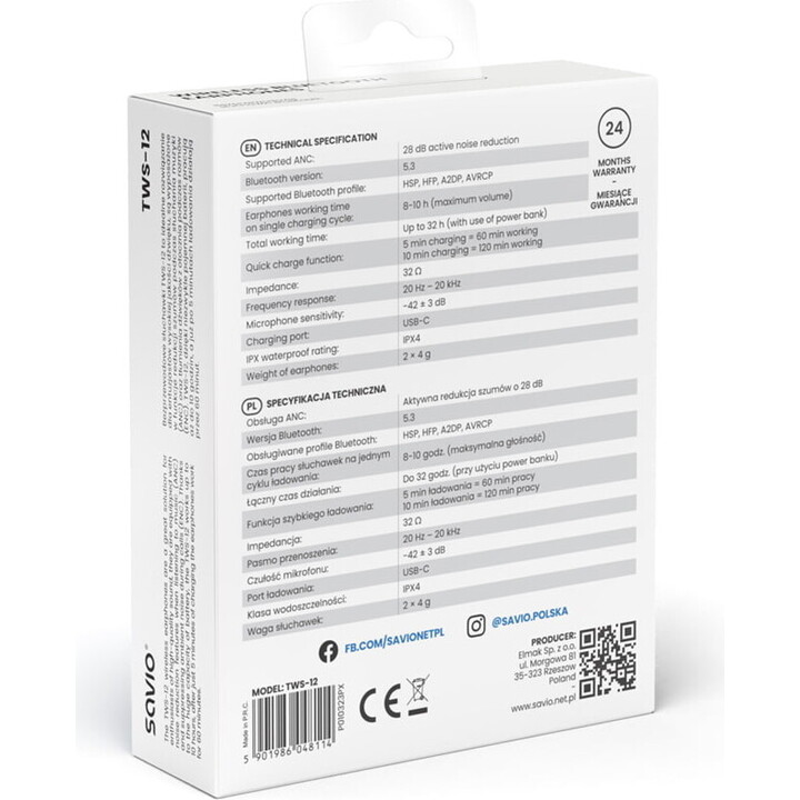 SAVIO Wireless BLUETOOTH 5.3 TWS-12 Kopfhörer