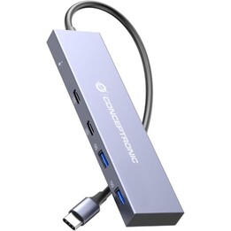 HUB CONCEPTRONIC USB-C 4 PORTAS 2X USB-C 3.2 + 2 USB 2.0 PRATA