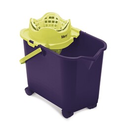 Balde retangular sobre rodas com espremedor automático Mery - 20 litros, Roxo