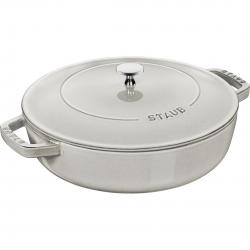 Staub Deep Braising Pan with Lid - 28cm, White Truffle