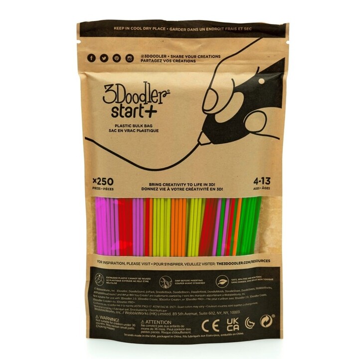 3Doodler Filament Start+ 250 neonrot neonorange neongruen neongelb neonpink"" Neon Plástico compostable Verde fluorescente, Nar