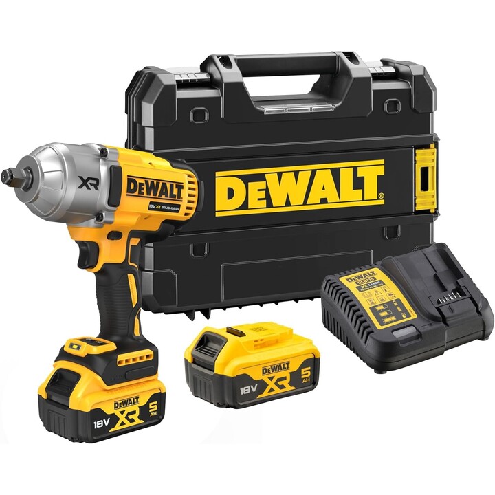 DeWALT DCF900P2T-QW, clé à chocs 1/2" 18V 2x5.0Ah, couple élevé, jaune/noir
