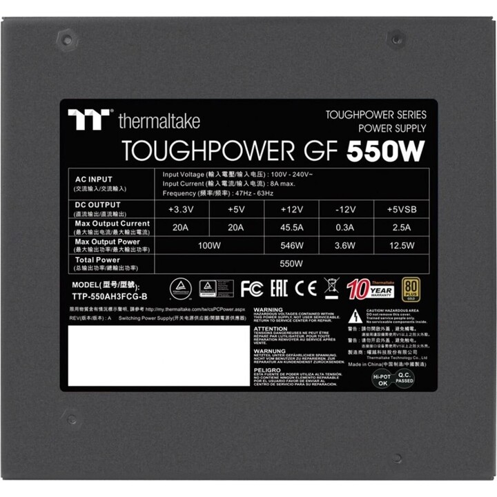 Thermaltake Toughpower SFX 550W Gold power supply unit 20 + 4 pin ATX Black