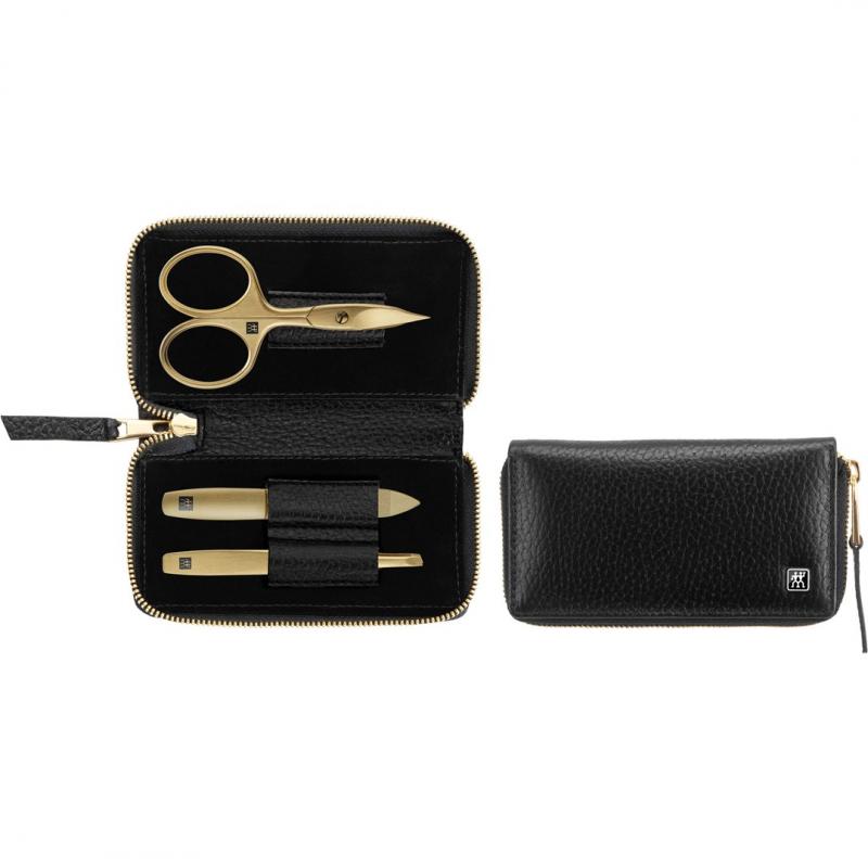 ZWILLING Twinox Gold Edition set de manicura 97747-004-0 - estuche de piel negro 3 piezas - negro