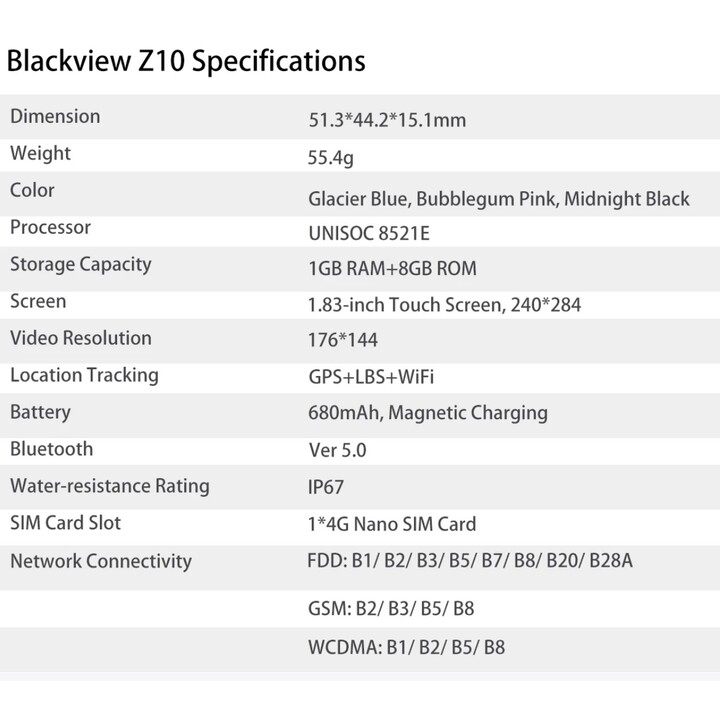 Blackview Z10 4G Enfants Rose