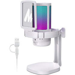 Maono DGM20 RGB White - USB Microphone for Recording and Streaming on PC