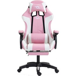 Gaming-Stuhl PowerGaming 7-Punkt-Massagestuhl mit Rückenlehne Weiß/Rosa