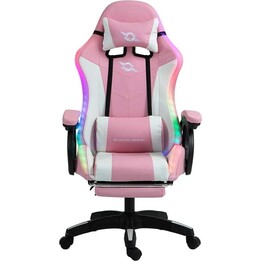 Silla Gaming PowerGaming LED RGB Rosa con Reposapiés