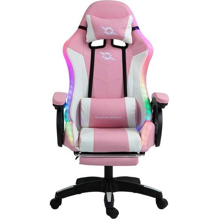 Silla Gaming PowerGaming LED RGB Rosa con Reposapiés