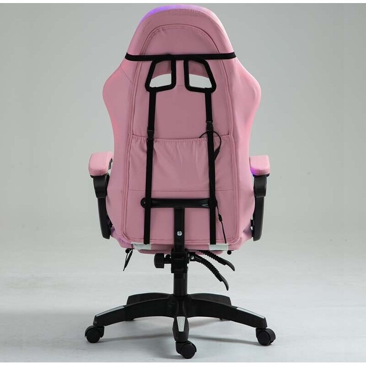 Silla Gaming PowerGaming LED RGB Rosa con Reposapiés