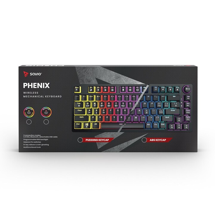 SAVIO PHENIX Wireless Mechanical Keyboard, Gateron Yellow Pro, ABS