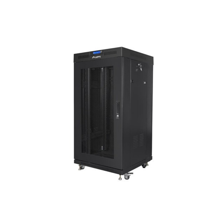 Lanberg Standschrank Rack 19" 22U 600x600 Perforierte Tür Schwarz FF01-6622-23BL