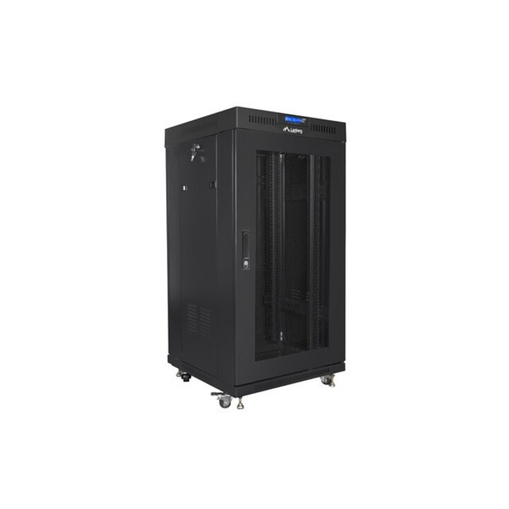 Lanberg Standschrank Rack 19" 22U 600x600 Perforierte Tür Schwarz FF01-6622-23BL