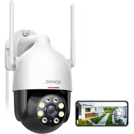 Telecamera di sicurezza IP DEKCO DC5L 2K QHD WiFi Visione notturna a colori Assistente Google/Alexa Bianca