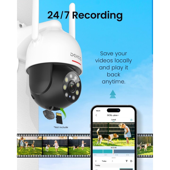 IP Security Camera DEKCO DC5L 2K QHD WiFi Color Night Vision Google Assistant/Alexa White