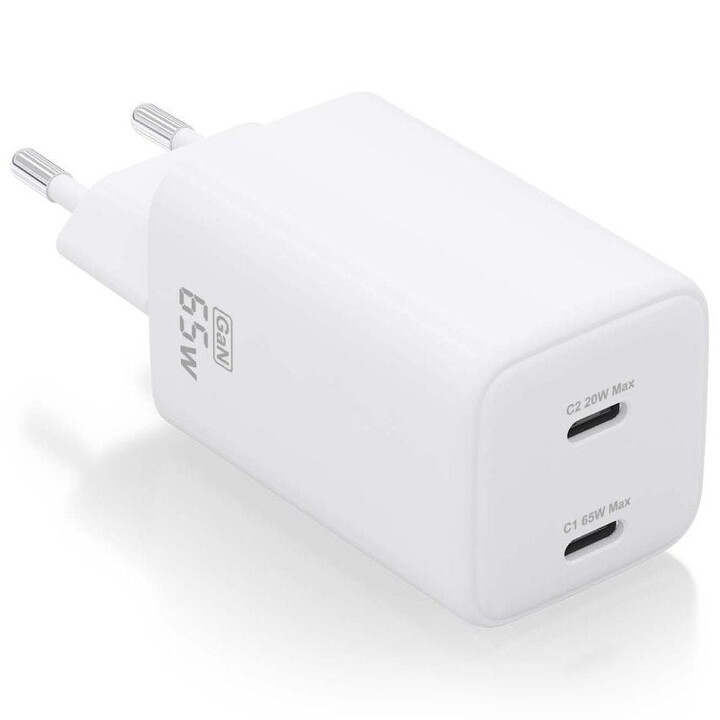 Aisens Gan Wandladegerät ASCH-65W2P039-W/ 2xUSB Typ-C/ 65W