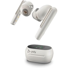 Poly Voyager Free 60+ True Fones de ouvido sem fio – Microfones com cancelamento de ruído para chamadas nítidas - ANC - Branco