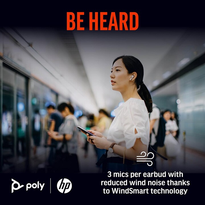 Poly Voyager Free 60+ True Wireless Earbuds – Noise-Canceling Mics for Clear Calls - ANC - White