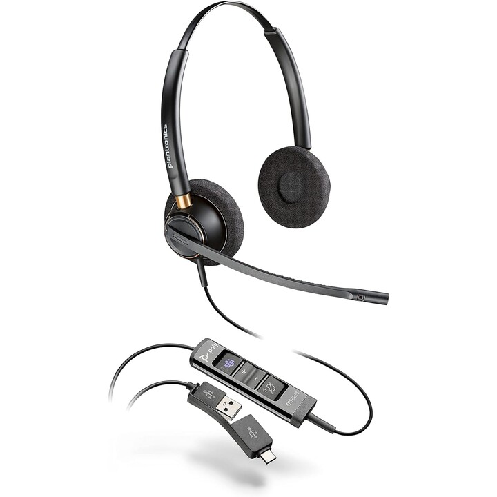 Poly EncorePro 525-M Casque USB-A et USB-C-Acoustic Hearing Protection-Boutons de mise en attente et de réponse aux appels