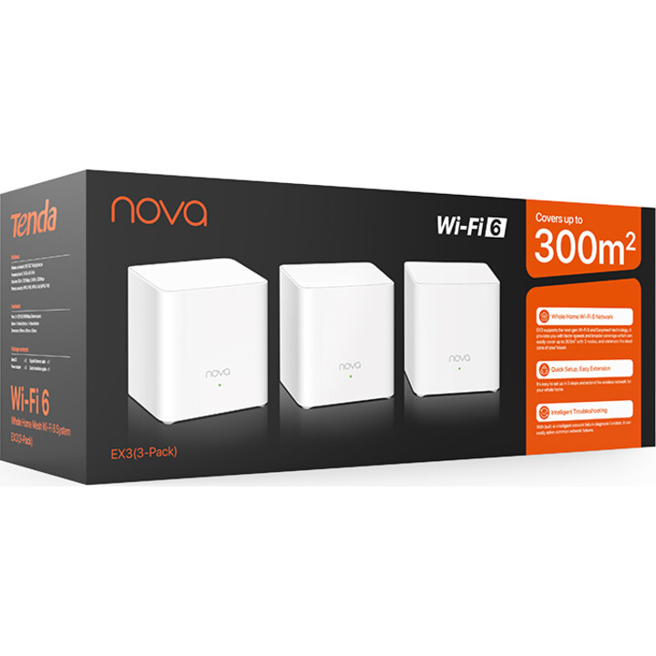 Tenda EX3 Paquete de 3 sistemas AX1500 Mesh Wi-Fi 6 (paquete de tres)