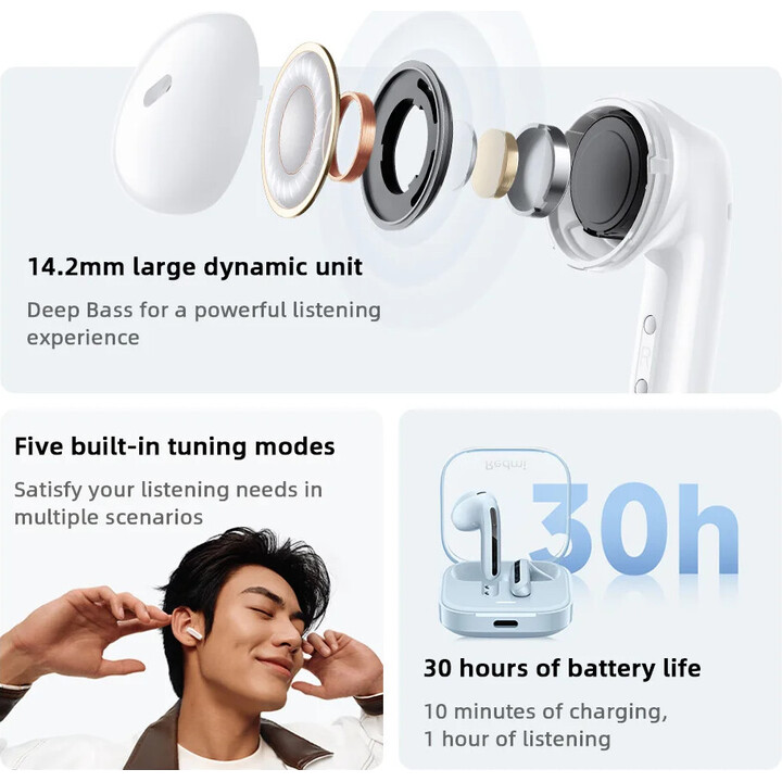 Xiaomi Redmi Buds 6 Active Rosa - Auscultadores Bluetooth