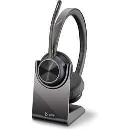 Poly Voyager 4320 UC Kabellose Kopfhörer + Ladestation für Kopfhörer mit Boom-Mikrofon zum Anschließen PC/Mac USB-C Bluetooth Ad