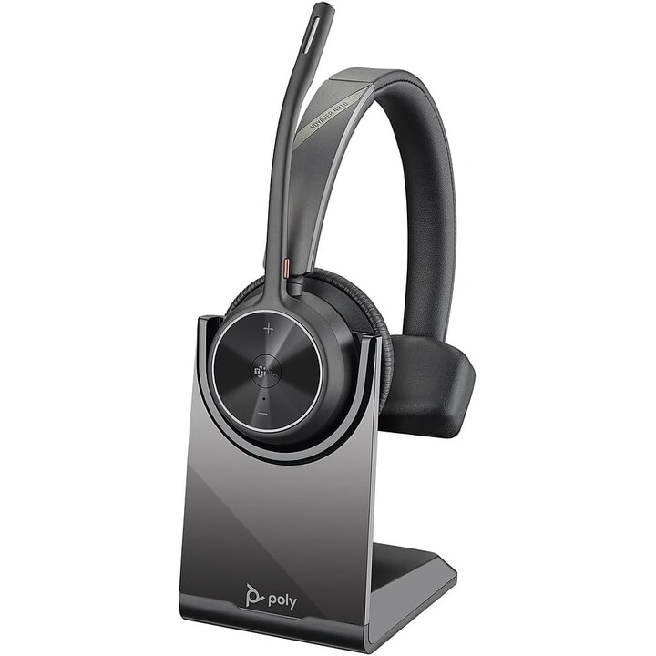 POLY Voyager 4310-M Fone de ouvido USB-C certificado pelo Microsoft Teams +Adaptador BT700 +Suporte de carregamento