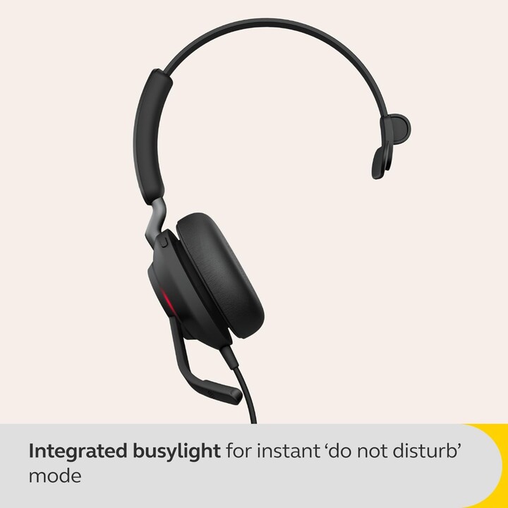 Jabra Headset Evolve2 40 SE USB-A UC Mono Casque avec technologie d'appel à 3 micros