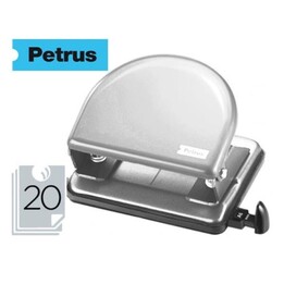 Perfurador cromado Petrus 52 c capacidade 20 folhas.