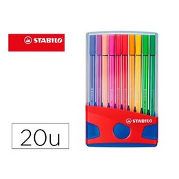 Markerstift mit Faserspitze von Stabilo, 68 Farben, Paradeetui mit 20 Stück in verschiedenen Farben.