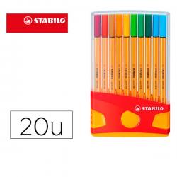 Marqueur à pointe fibre Stabilo point 88 color parade étui de 20 unités couleurs assorties