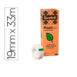 Scotch magic invisible eco adhesive tape 33 mt x 19 mm pack of 9 units