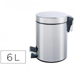 Papelera metalica q-connect con pedal cromada 32x21 cm capacidad 6 litros