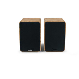 Thomson enceintes bibliothèque hifi cosy 100w bt 5.0 rca command bois/noir ws602duo