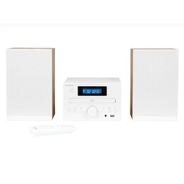 Thomson micro sound system bt radio fm/cd/mp3/usb wood finish white mic121bt