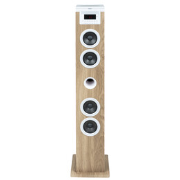 Thomson sound tower 60w cd usb sd radio aux remote wood/white ds121cd