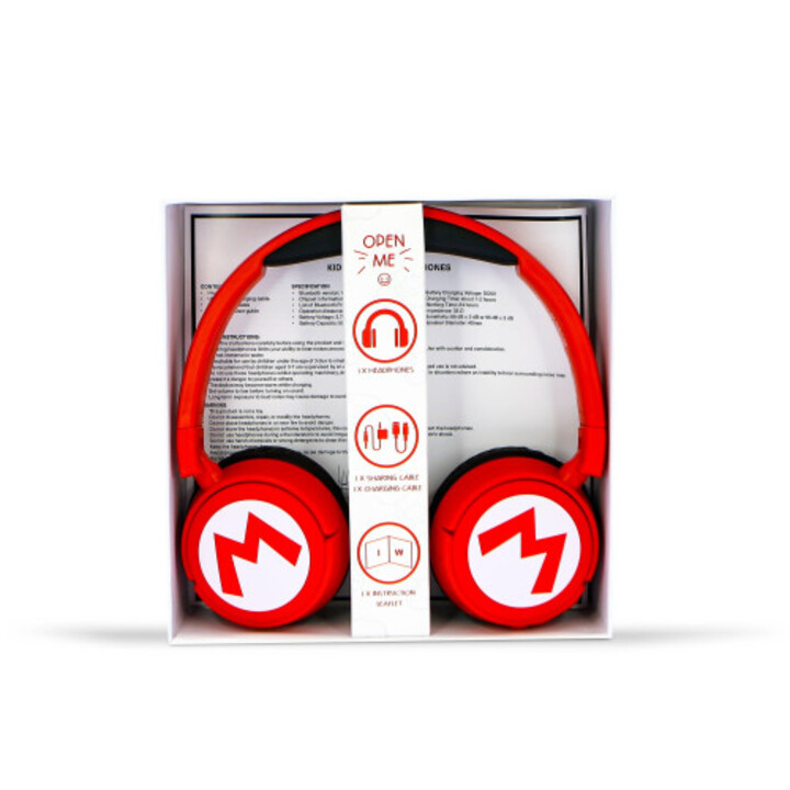Otl Technologies Super Mario Casque sans fil et filaire Bandeau Musique USB Type C Bluetooth Rouge, Noir