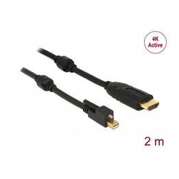 Cable mini DisplayPort 1.2 male with screw HDMI male 4K Active black 2 m