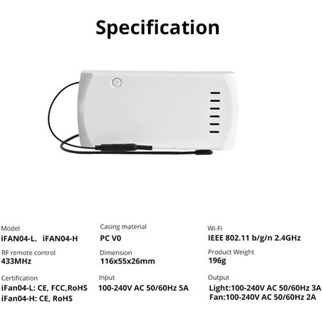SONOFF iFan04-H - Controlador Inteligente para Ventilador de Techo