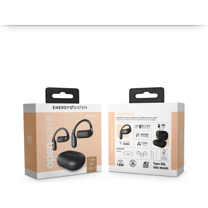 Auricolare bluetooth open-ear+mic power open wave tws nero