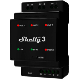 Relé Shelly Pro 3 mit Wi-Fi, LAN und Bluetooth