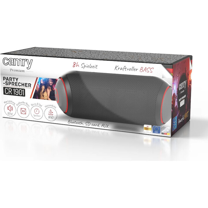 Altifalante | CR 1901 | 60W | À prova d água | Bluetooth | Preto | Portátil | Conexão sem fio