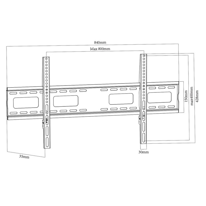Suporte para TV Maclean MC-420, suporte de parede para telas de 43-120", máximo VESA 800x400, carga máxima de 120 kg