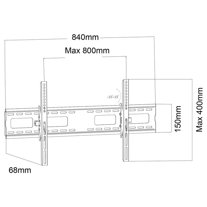 Maclean MC-422 Support TV max VESA 800x400 43-100" 120kg réglage de l'inclinaison +15°~-15°