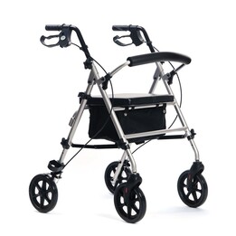 MDH PPC035 foldable four-wheel aluminium rollator with brakes and seat black