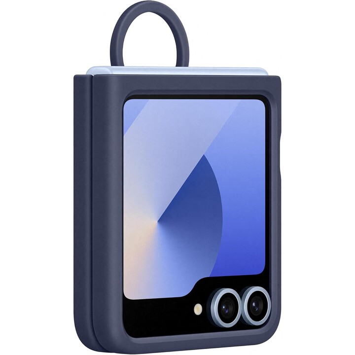 Samsung Galaxy Capa oficial de silicone com anel para Galaxy Z Flip6, Azul-marinho